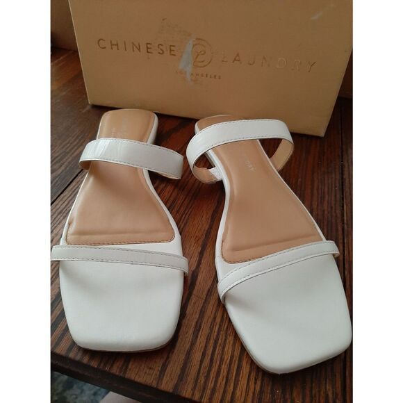 New Size 11 White Leather Chinese Laundry Deana Slides Sandals Summer Sh… - Picture 2 of 4